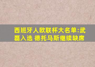 西班牙人欧联杯大名单:武磊入选 德托马斯继续缺席